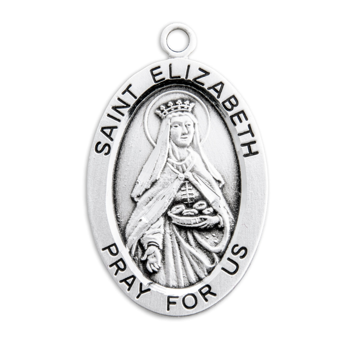 Patron Saint Elizabeth Oval Sterling Silver Medal