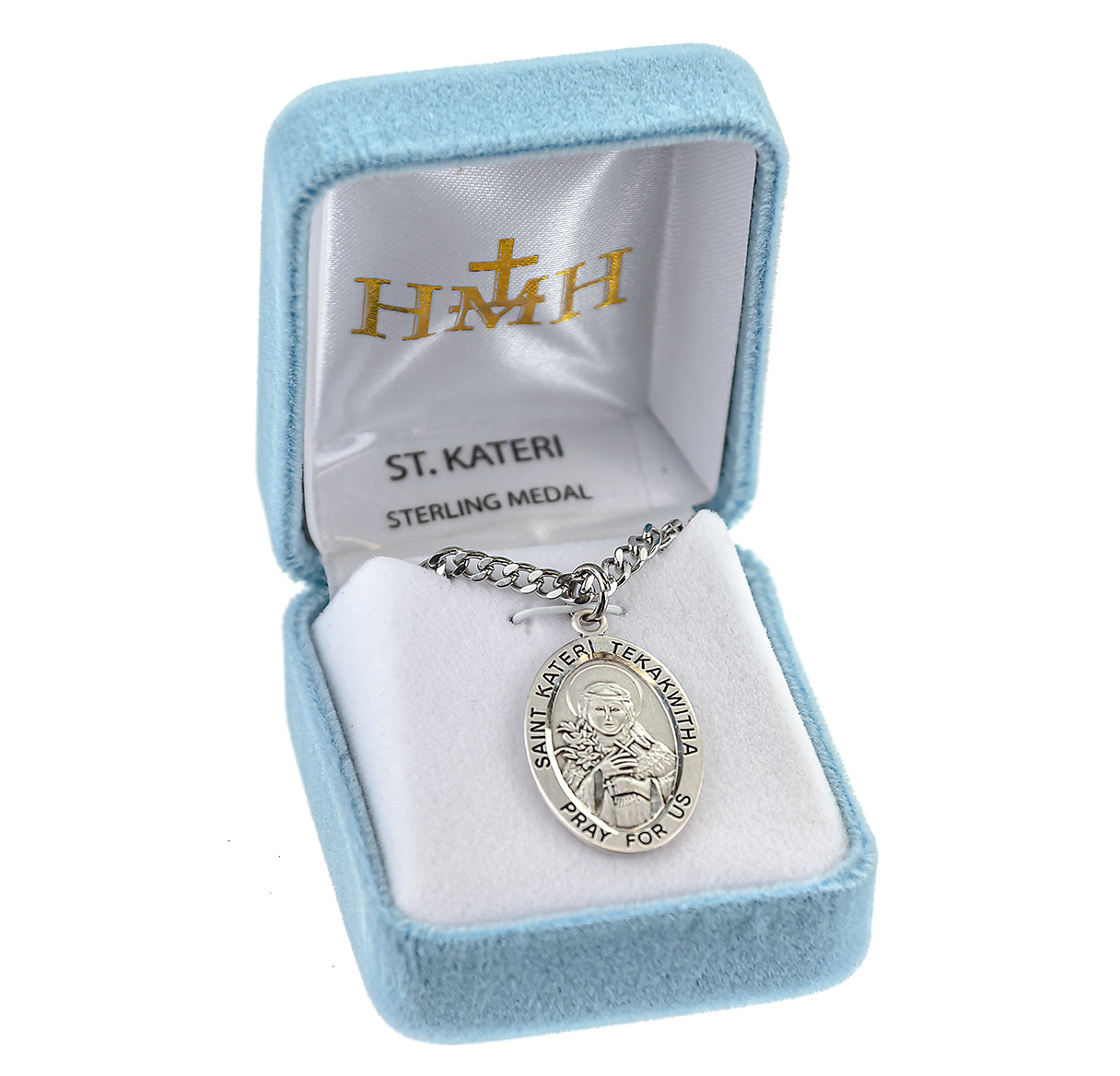 Patron Saint Kateri Tekakwitha Oval Sterling Silver Medal