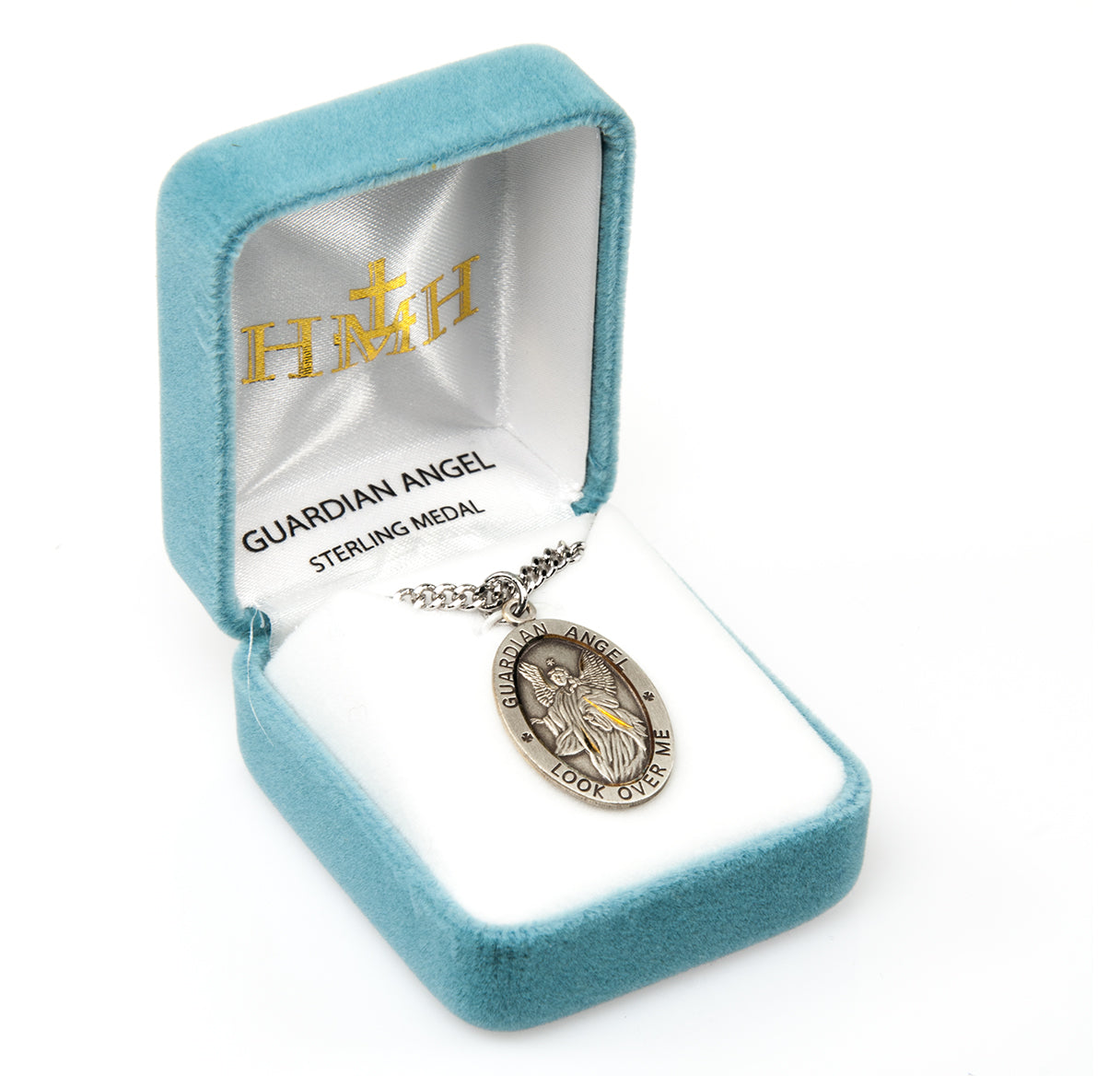 Guardian Angel Oval Sterling Silver Medal