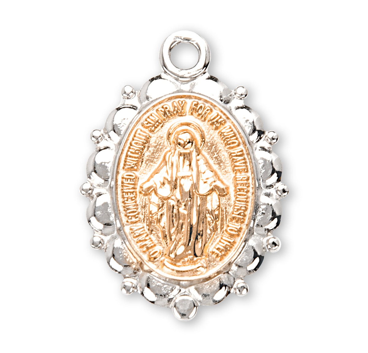 Sterling Silver Oval Two-Tone Miraculous Medal