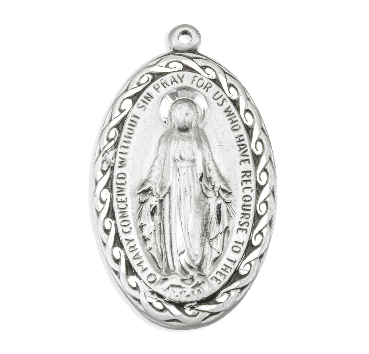 Oval Miraculous Medal Sterling Silver