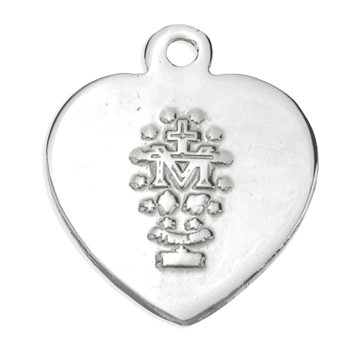 Sterling Silver Flower Enameled Heart Shape Miraculous Medal