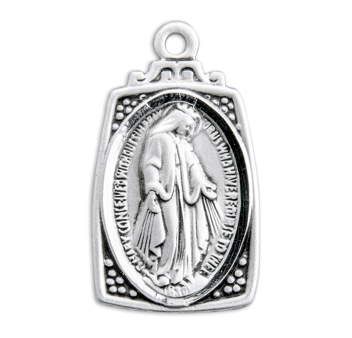 Sterling Silver Profile "Art Deco" Style Miraculous Medal