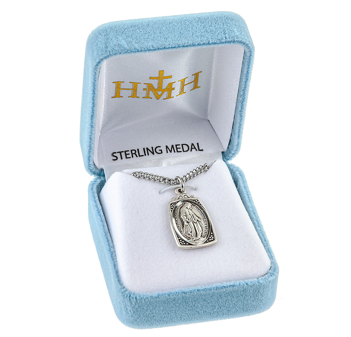 Sterling Silver Profile "Art Deco" Style Miraculous Medal