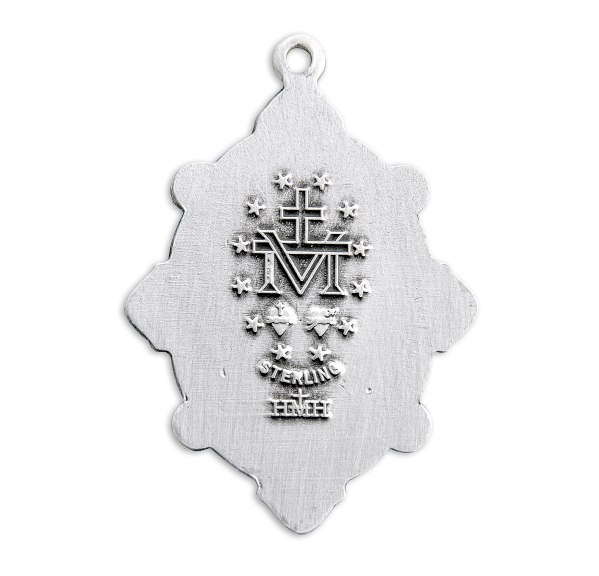 Sterling Silver Oval Miraculous Medal Set with Clear Crystals