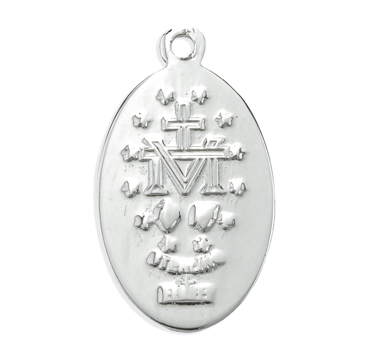 Sterling Silver Oval Blue Enameled Miraculous Medal