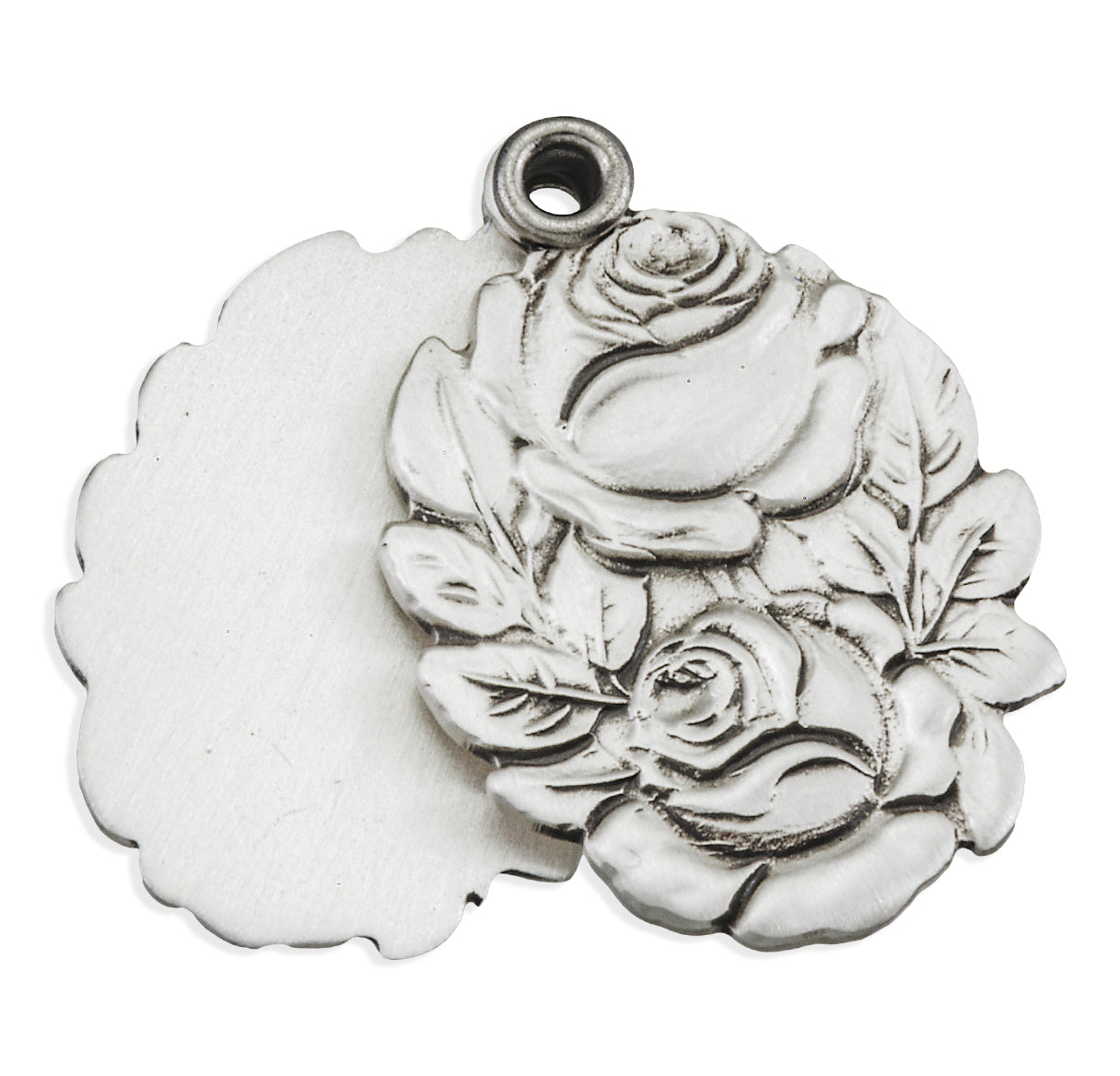 Sterling Silver Double Slide Rose Bud Miraculous Medal 20"