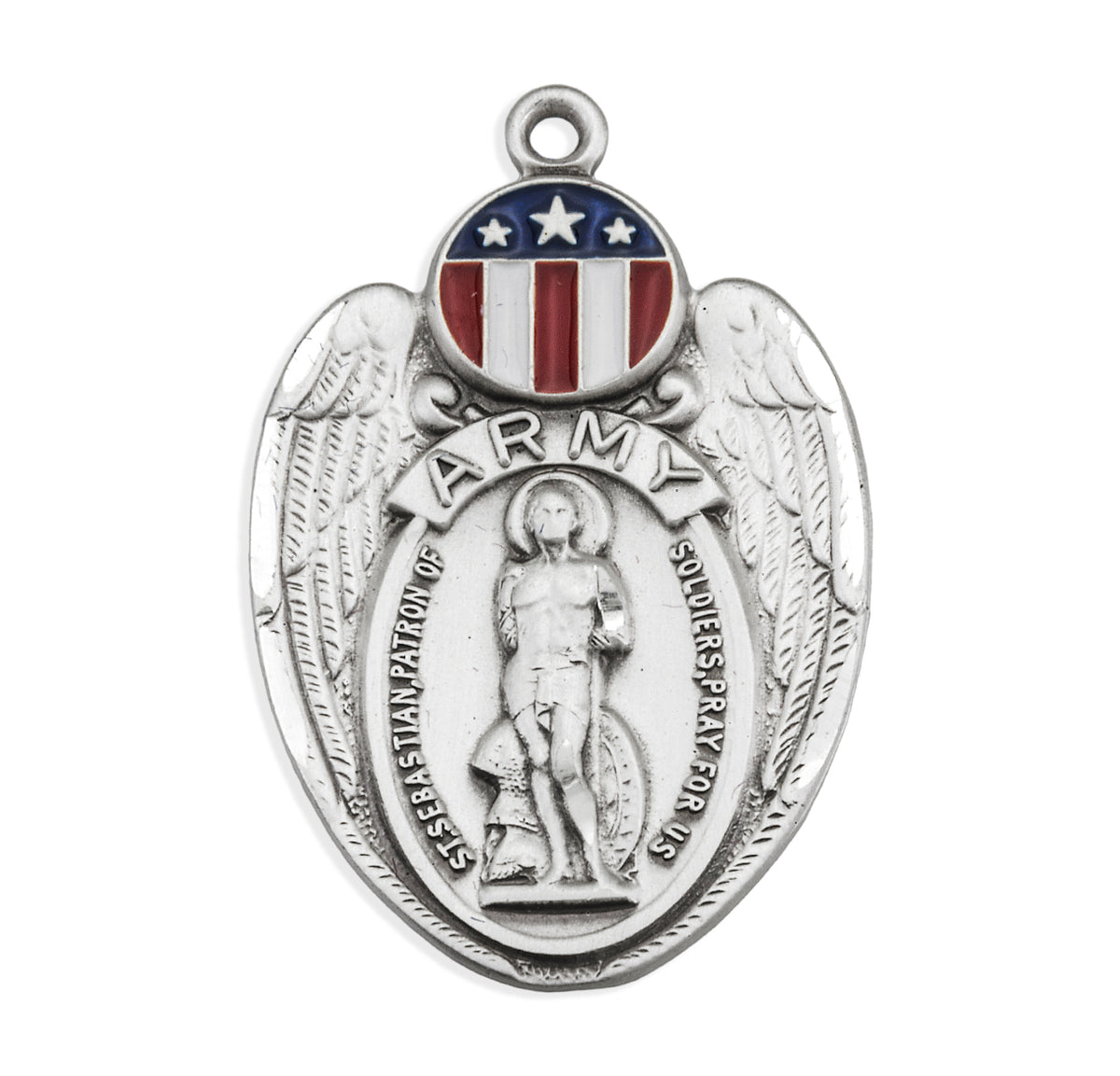Saint Sebastian Sterling Silver Army Shield Medal