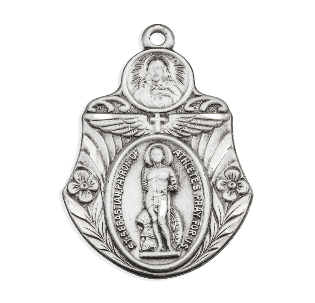 Saint Sebastian "Patron of Athletes" Sterling Silver Badge Shape Medal