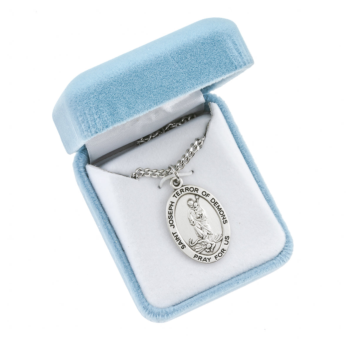 Saint Joseph Terror of Demons Oval Sterling Silver Medal