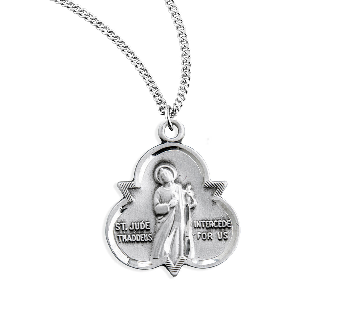 Saint Jude Thaddeus Sterling Silver Trinity Symbol Medal