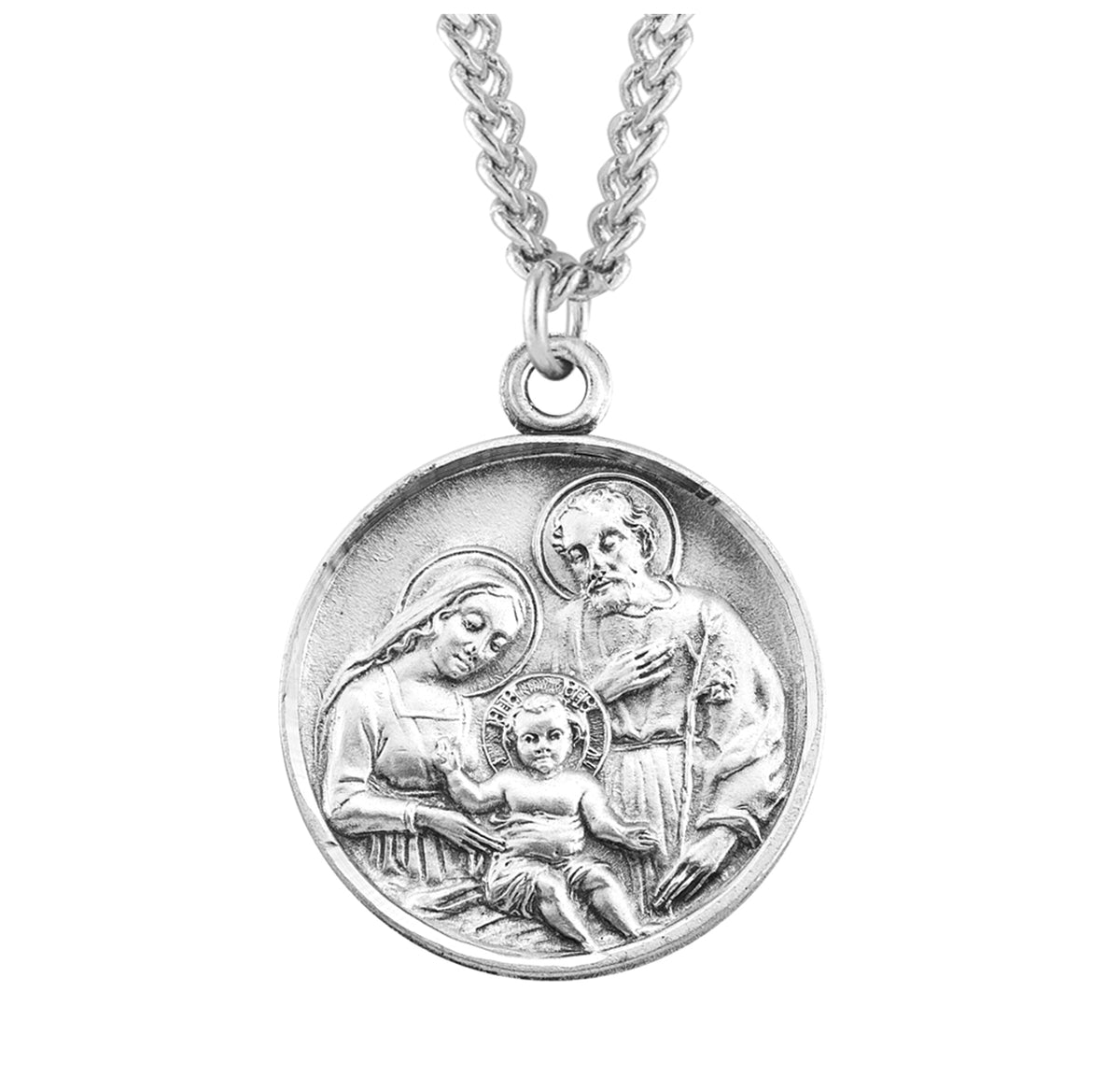 Holy Family Round Sterling Silver Medal