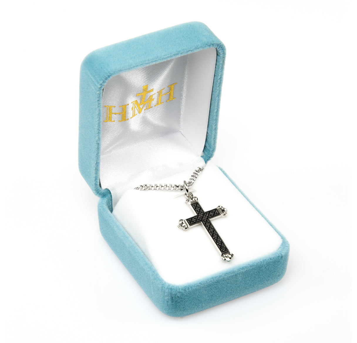 Sterling Silver Black Enameled Cross