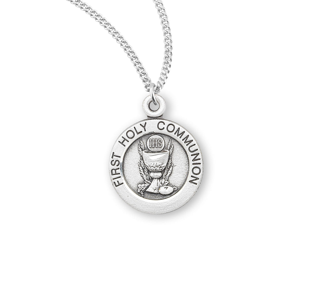 First Communion Round Sterling Silver Medal