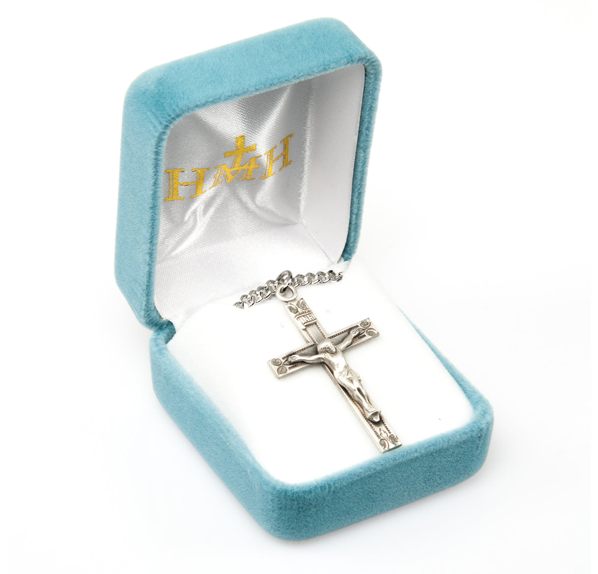 Swirl Design Sterling Silver Crucifix