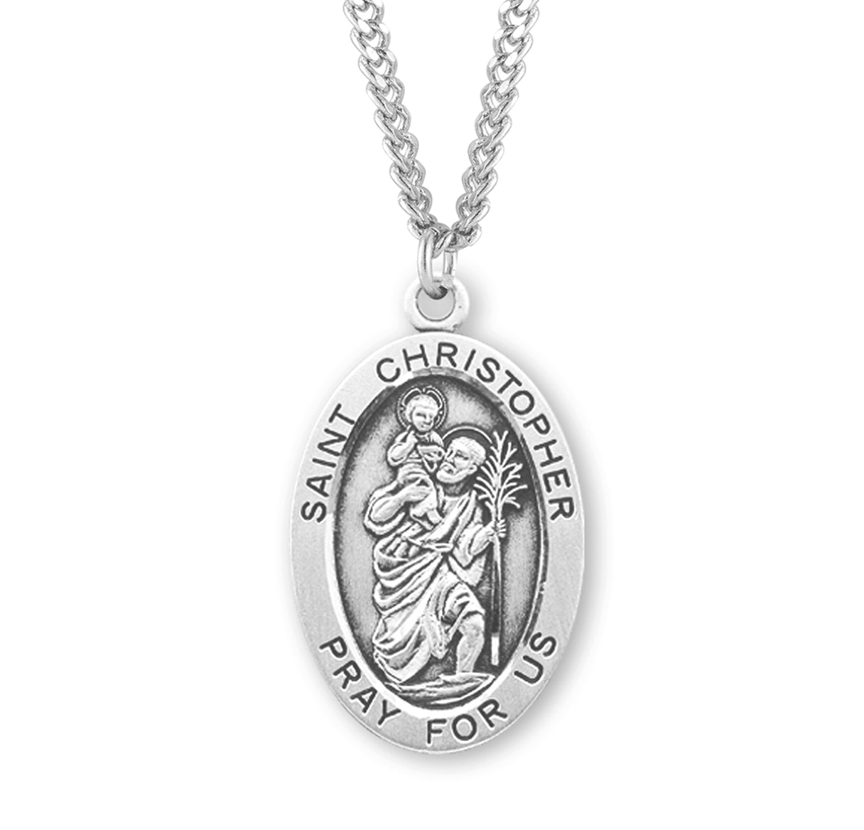 Patron Saint Christopher Oval Sterling Silver Medal – The Catholic Shop