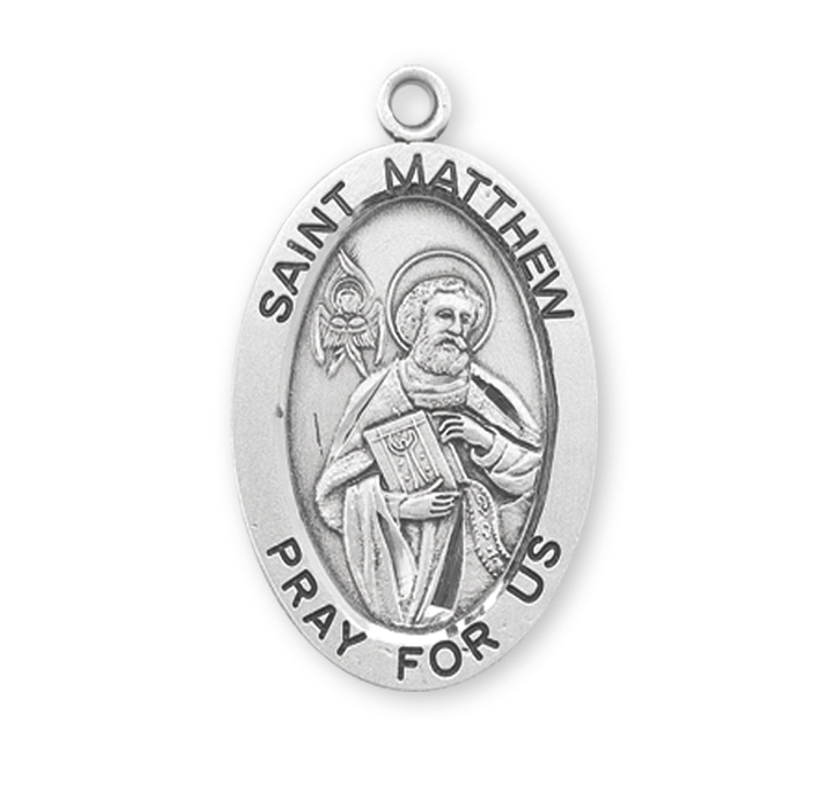 Patron Saint Matthew Oval Sterling Silver Medal