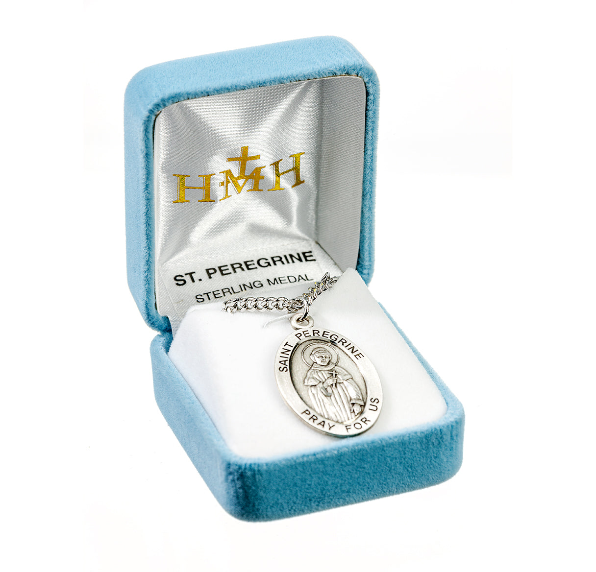 Patron Saint Peregrine Oval Sterling Silver Medal
