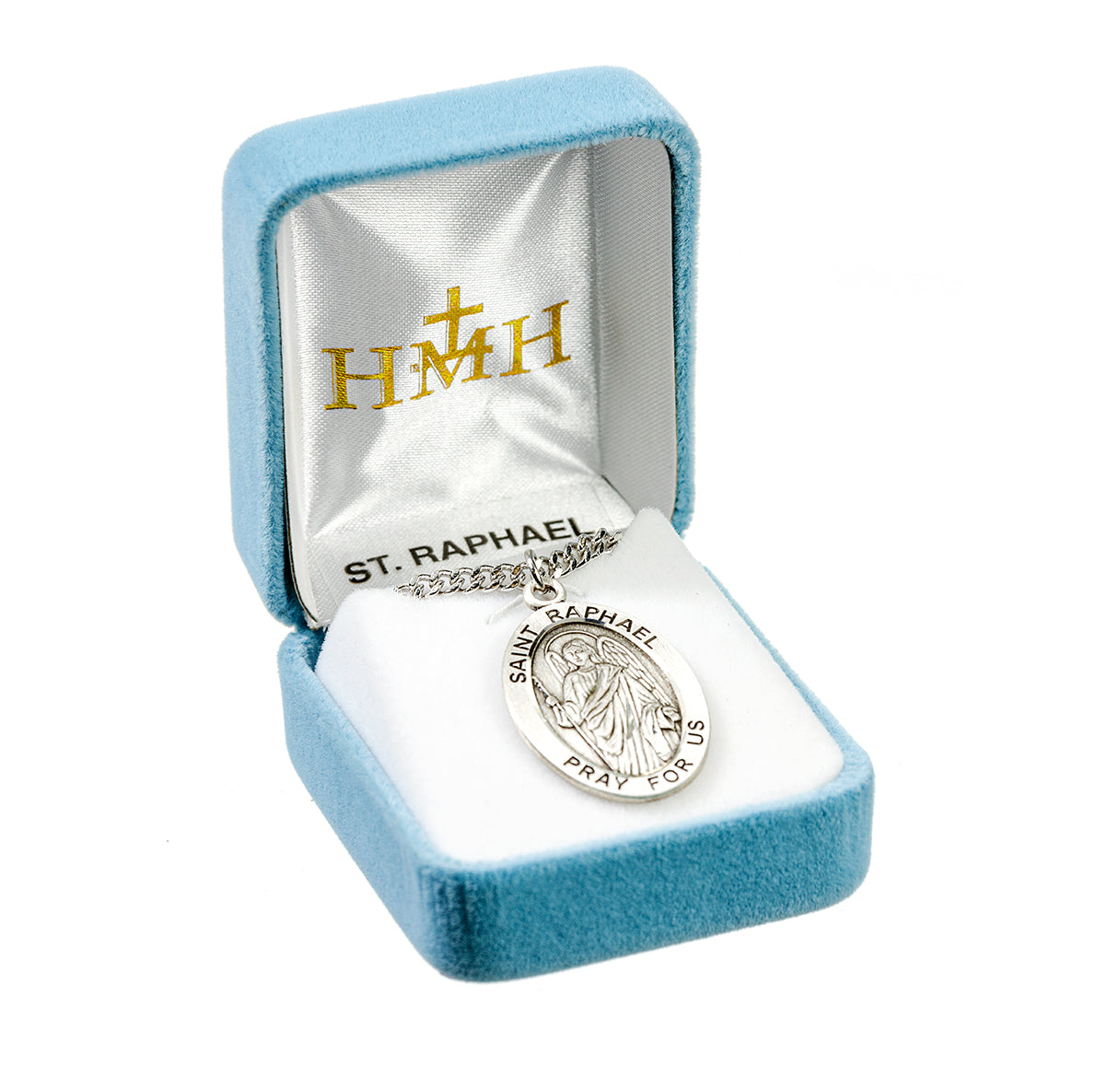 Patron Saint Raphael Archangel Oval Sterling Silver Medal