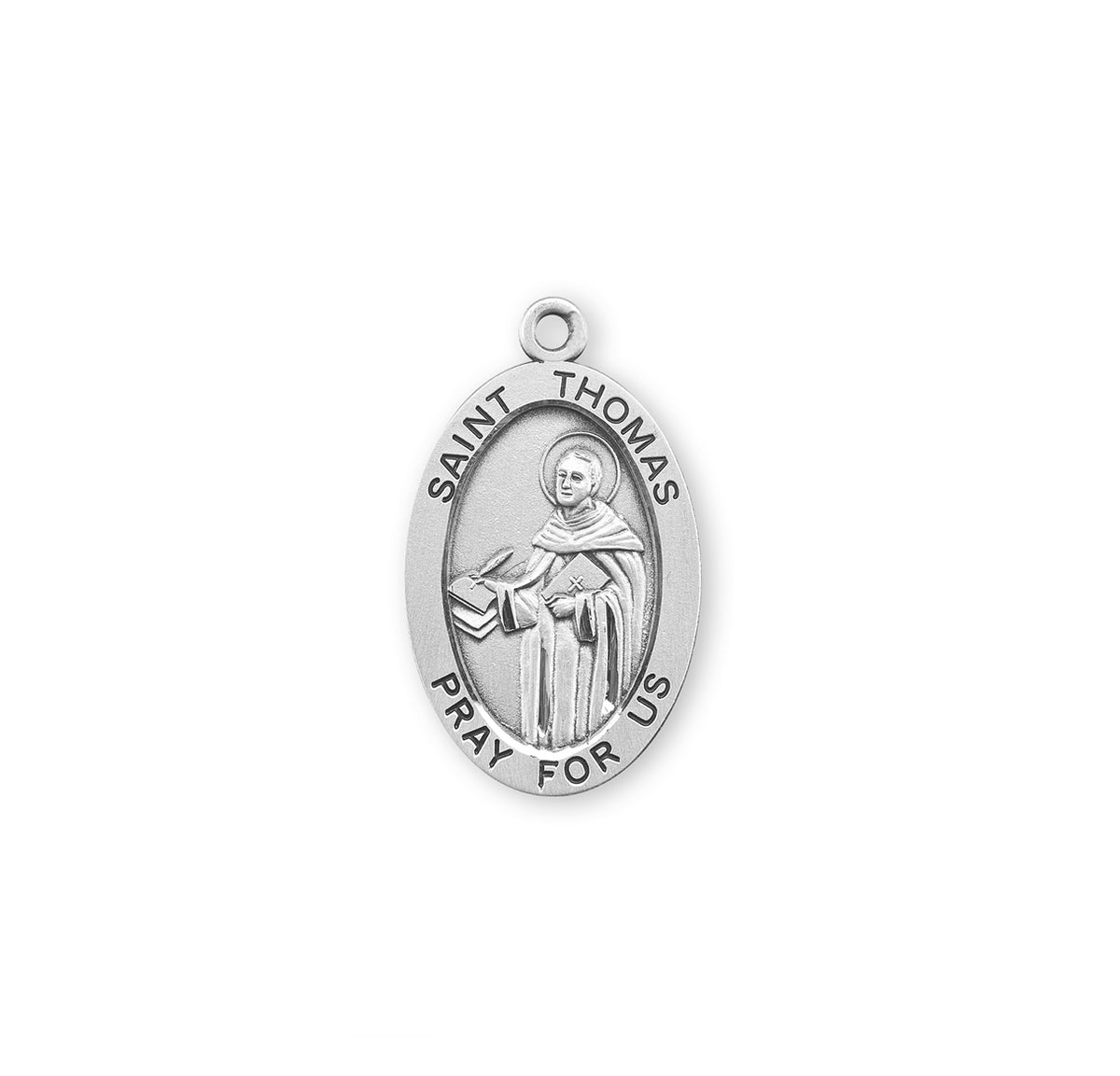 Patron Saint Thomas Aquinas Oval Sterling Silver Medal