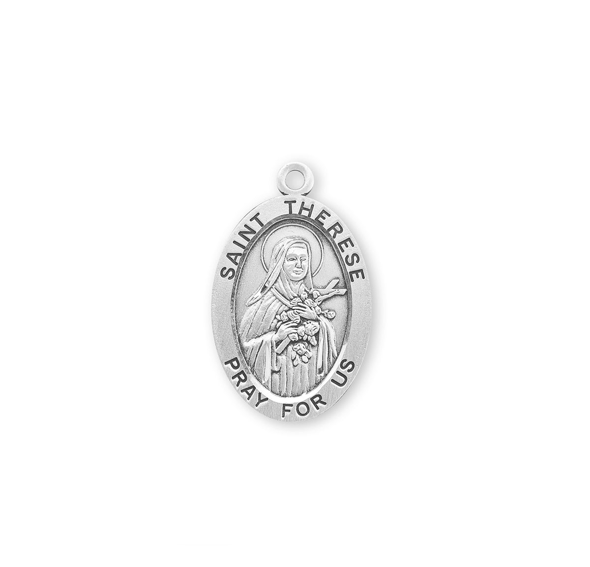 Patron Saint Therese of Lisieux Oval Sterling Silver Medal