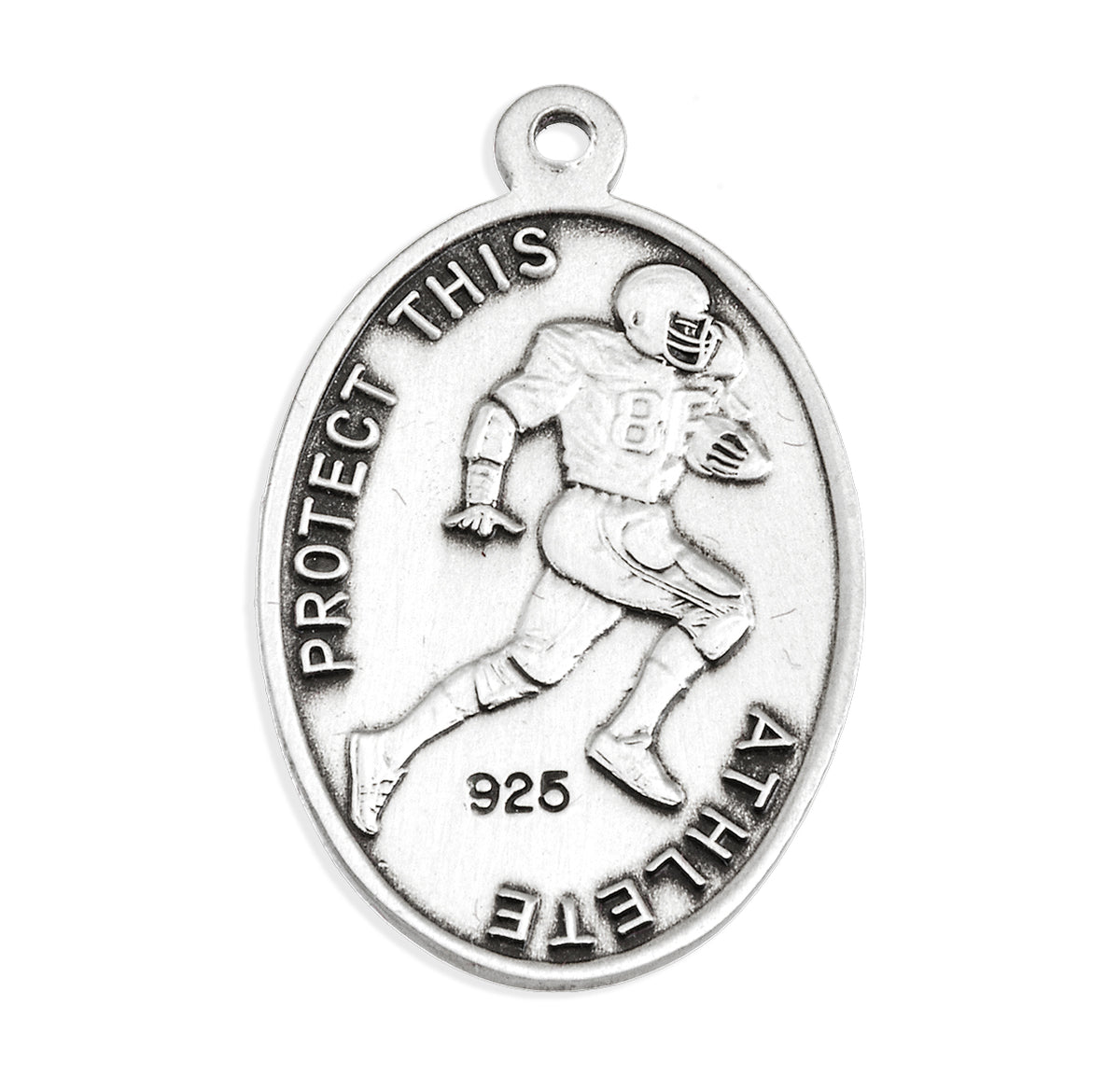 Saint Christopher Oval Sterling Silver Football Male Athlete Medal