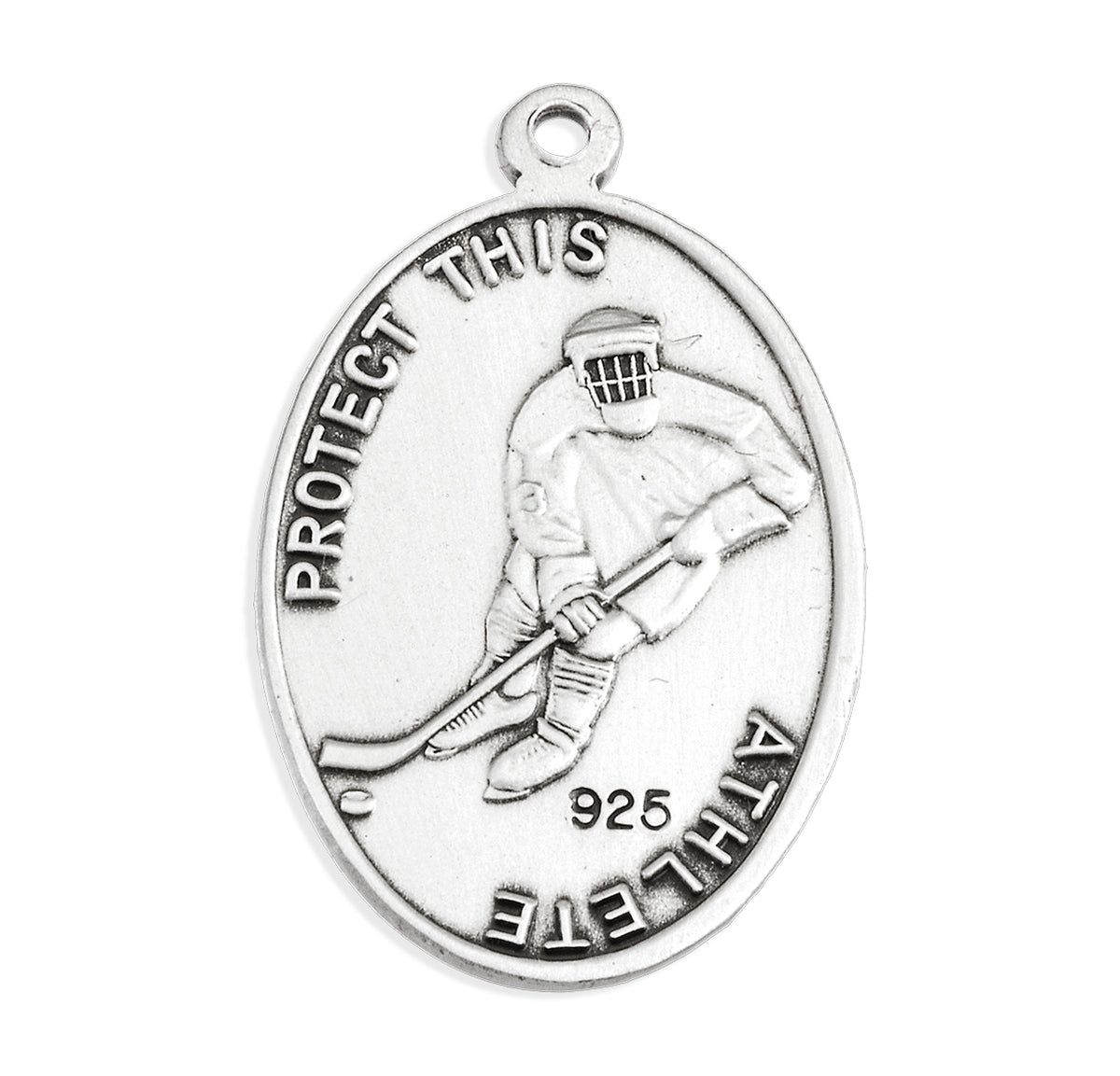 Saint Christopher Oval Sterling Silver Hockey Male Athlete Medal
