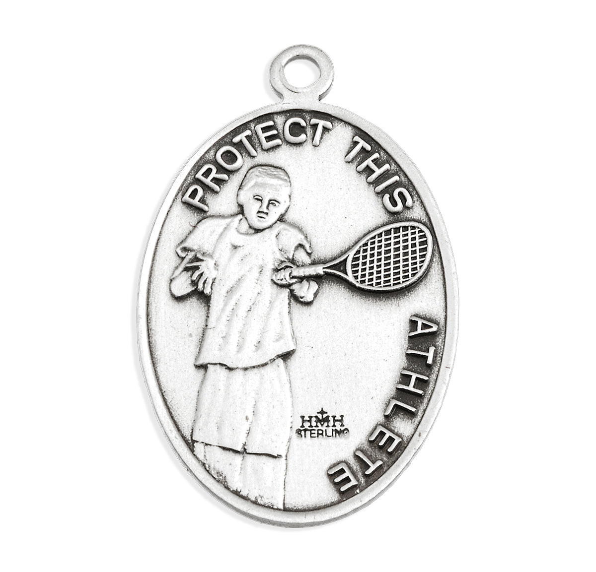 Saint Christopher Oval Sterling Silver Tennis Male Athlete Medal