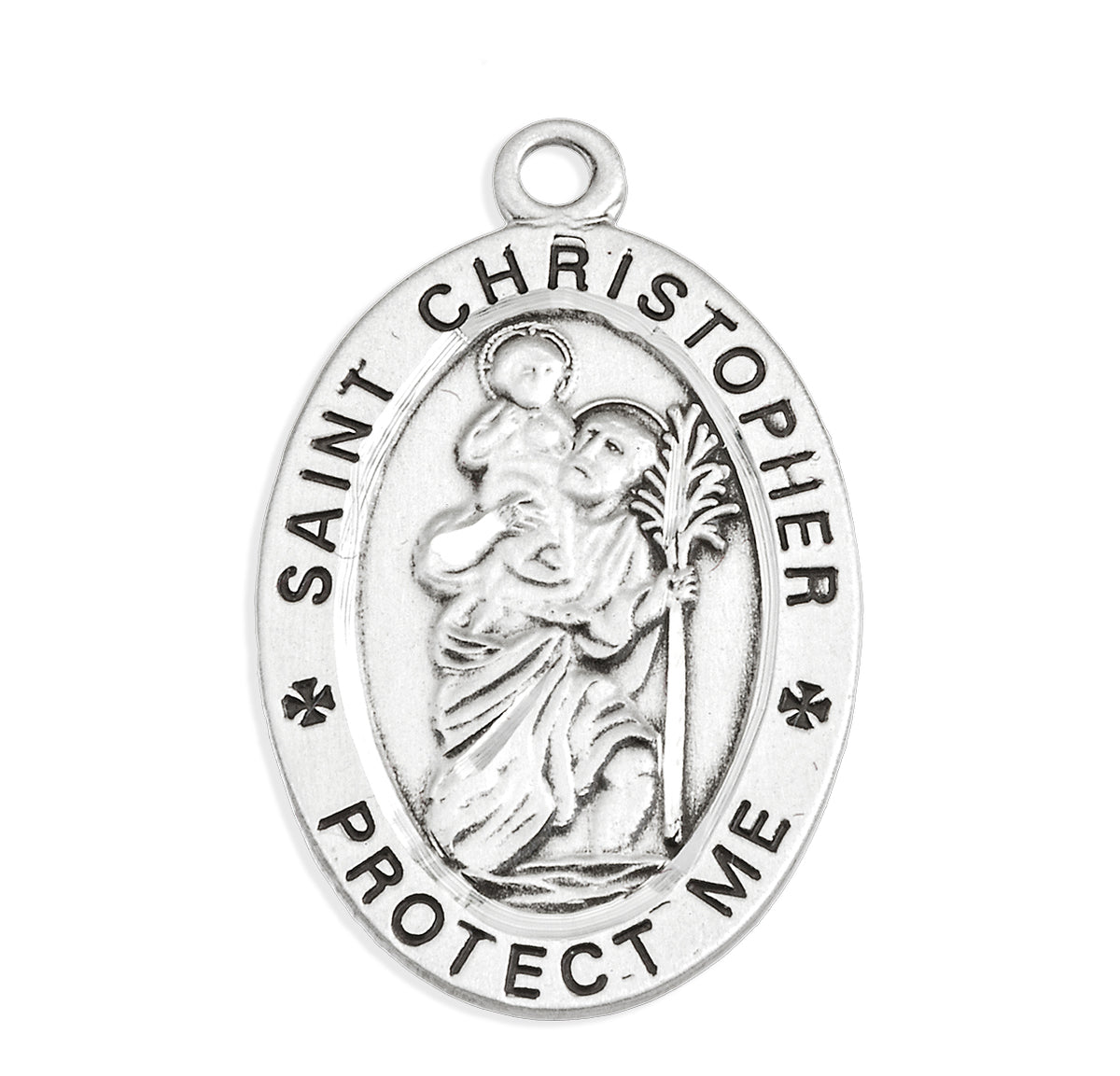 Saint Christopher Oval Sterling Silver Wrestling Male Athlete Medal
