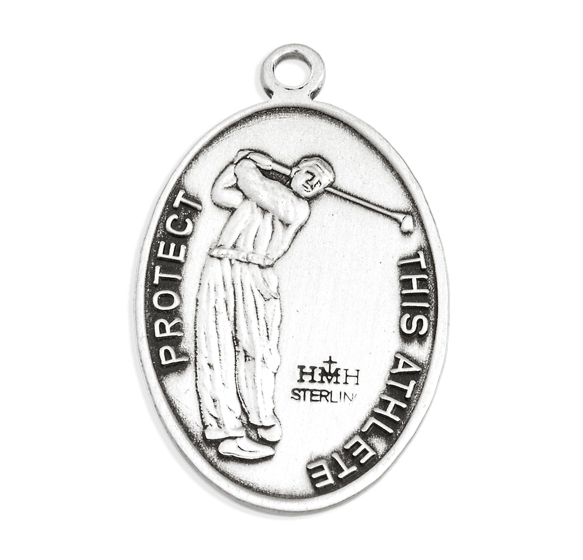 Saint Sebastian Oval Sterling Silver Golf Male Athlete Medal