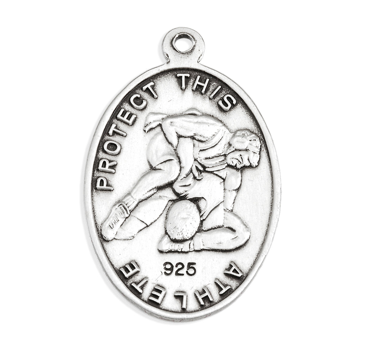 Saint Sebastian Oval Sterling Silver Wrestling Male Athlete Medal