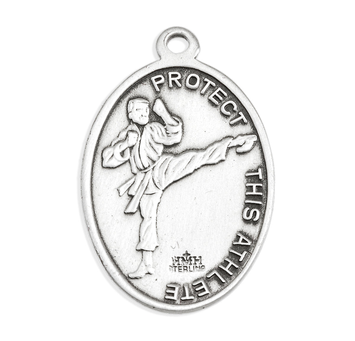 Saint Sebastian Oval Sterling Silver Martial Arts Male Athlete Medal