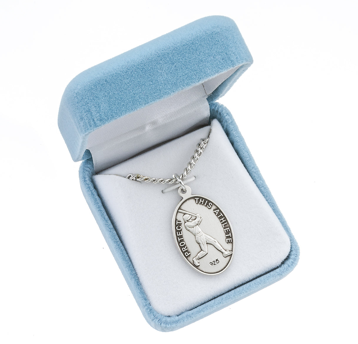 Lord Jesus Christ Oval Sterling Silver Baseball Male Athlete Medal