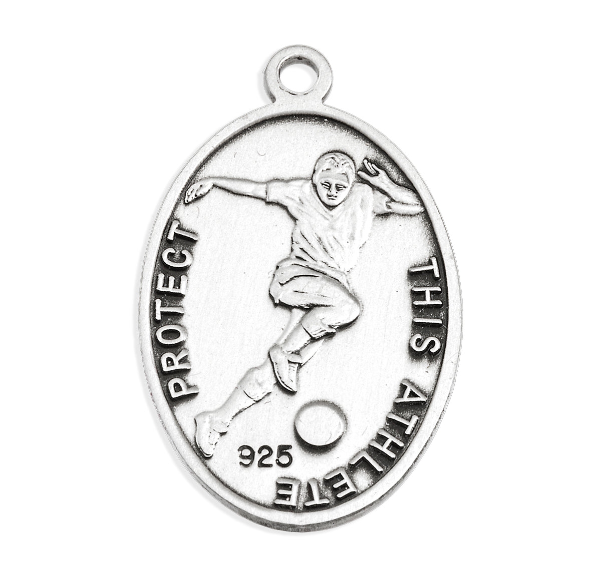 Lord Jesus Christ Oval Sterling Silver Soccer Male Athlete Medal