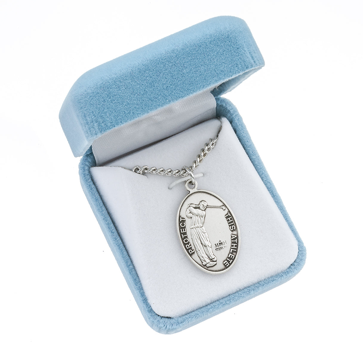 Lord Jesus Christ Oval Sterling Silver Golf Male Athlete Medal