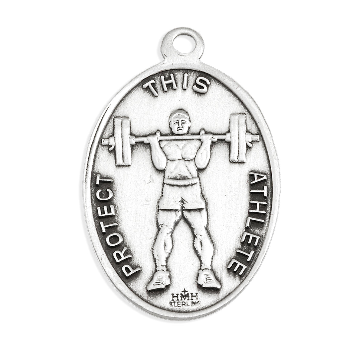 Lord Jesus Christ Oval Sterling Silver weightlifting Male Athlete Medal