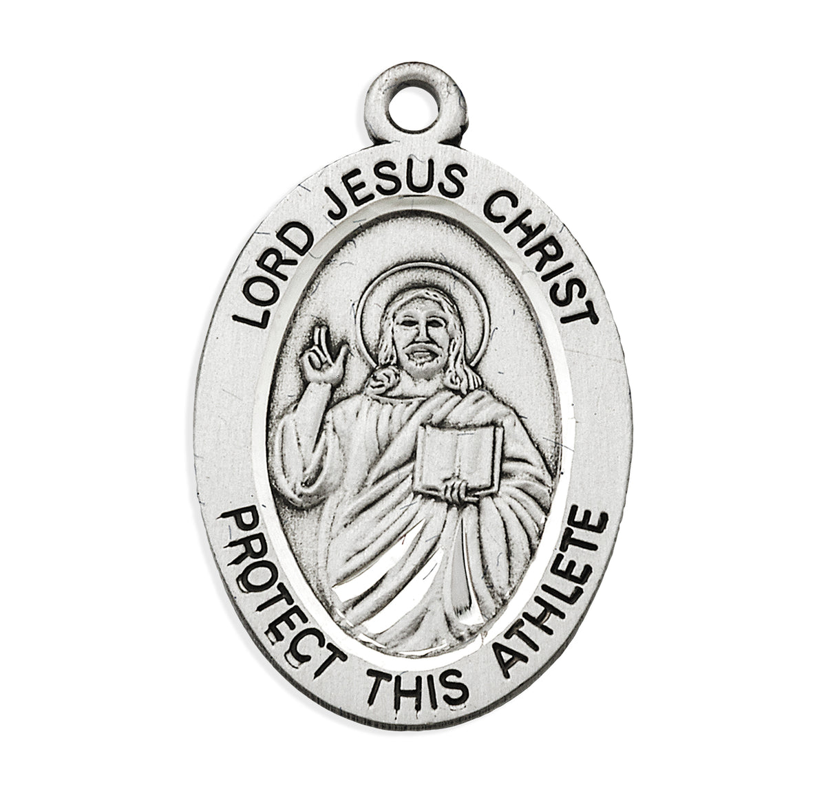 Lord Jesus Christ Oval Sterling Silver Martial Arts Male Athlete Medal