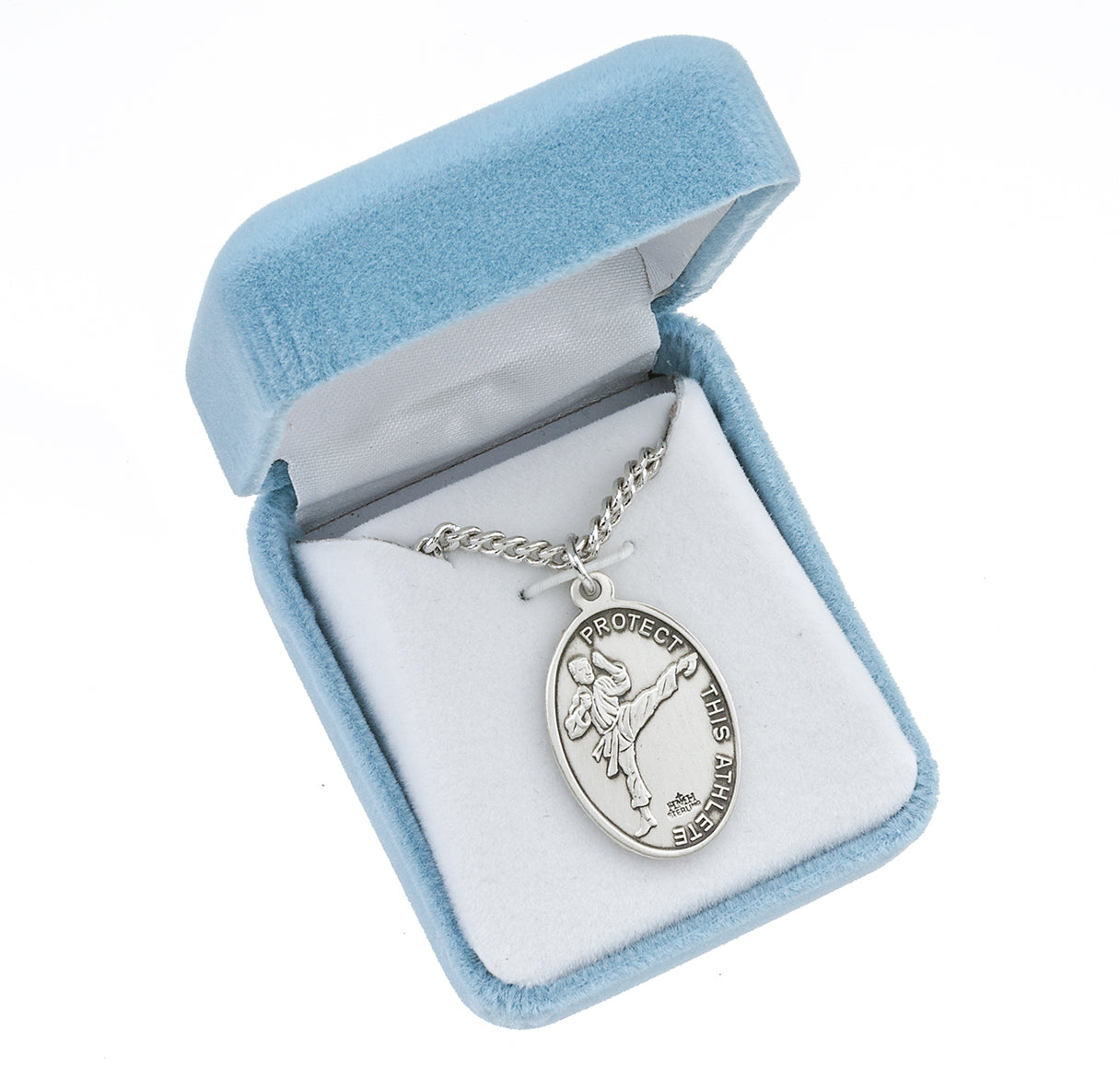 Lord Jesus Christ Oval Sterling Silver Martial Arts Male Athlete Medal