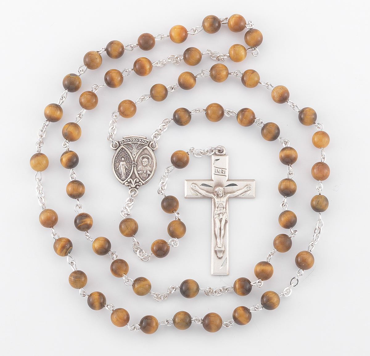 Genuine Tiger Eye Sterling Silver Rosary