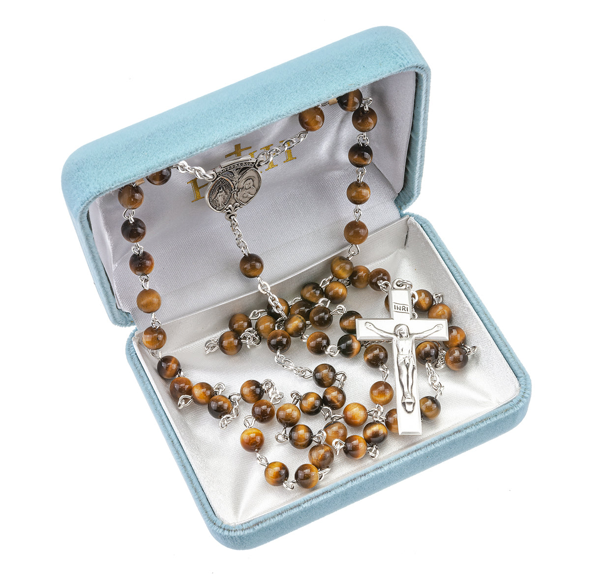 Genuine Tiger Eye Sterling Silver Rosary