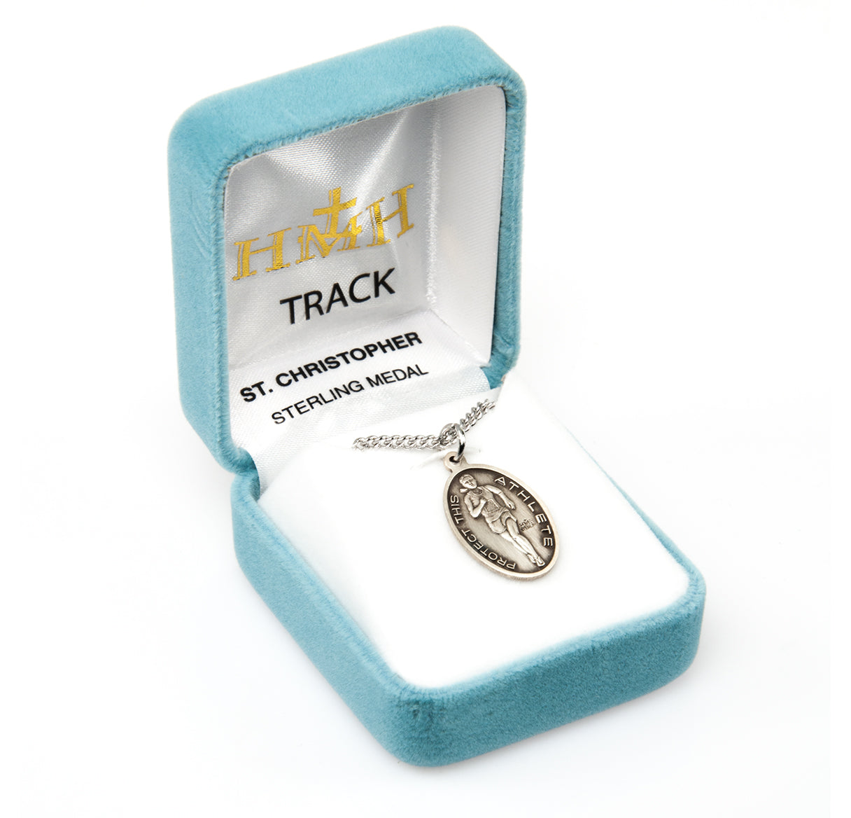 Saint Christopher Oval Sterling Silver Female Track Athlete Medal