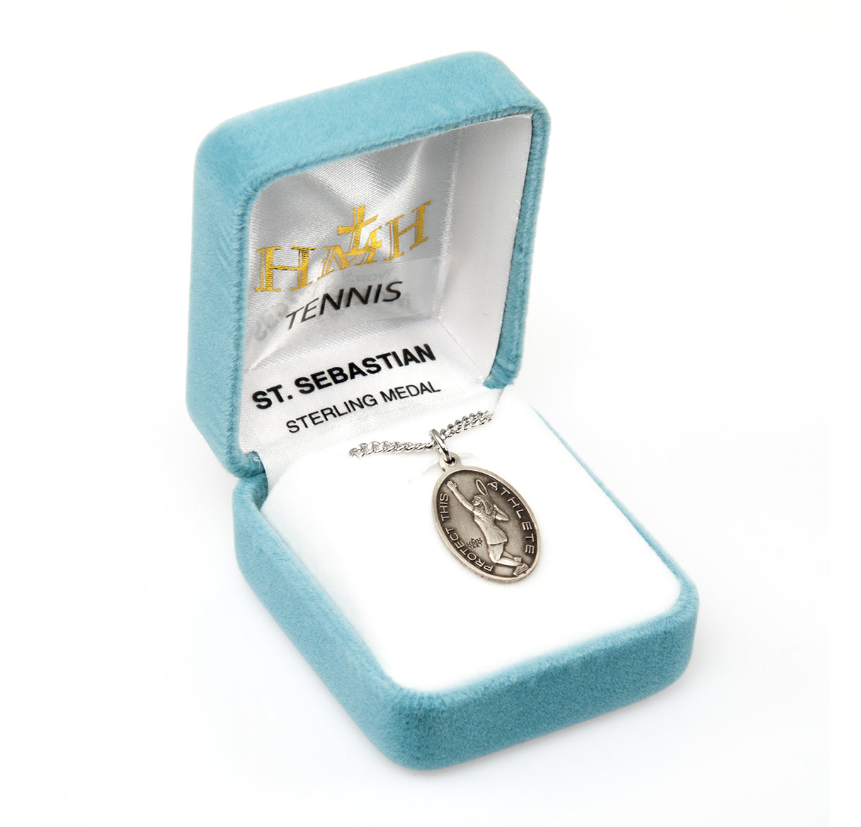 Saint Sebastian Oval Sterling Silver Female Tennis Athlete Medal