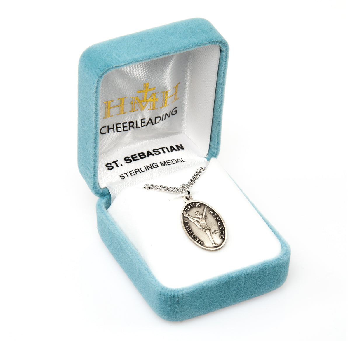 Saint Sebastian Oval Sterling Silver Female Cheer Athlete Medal