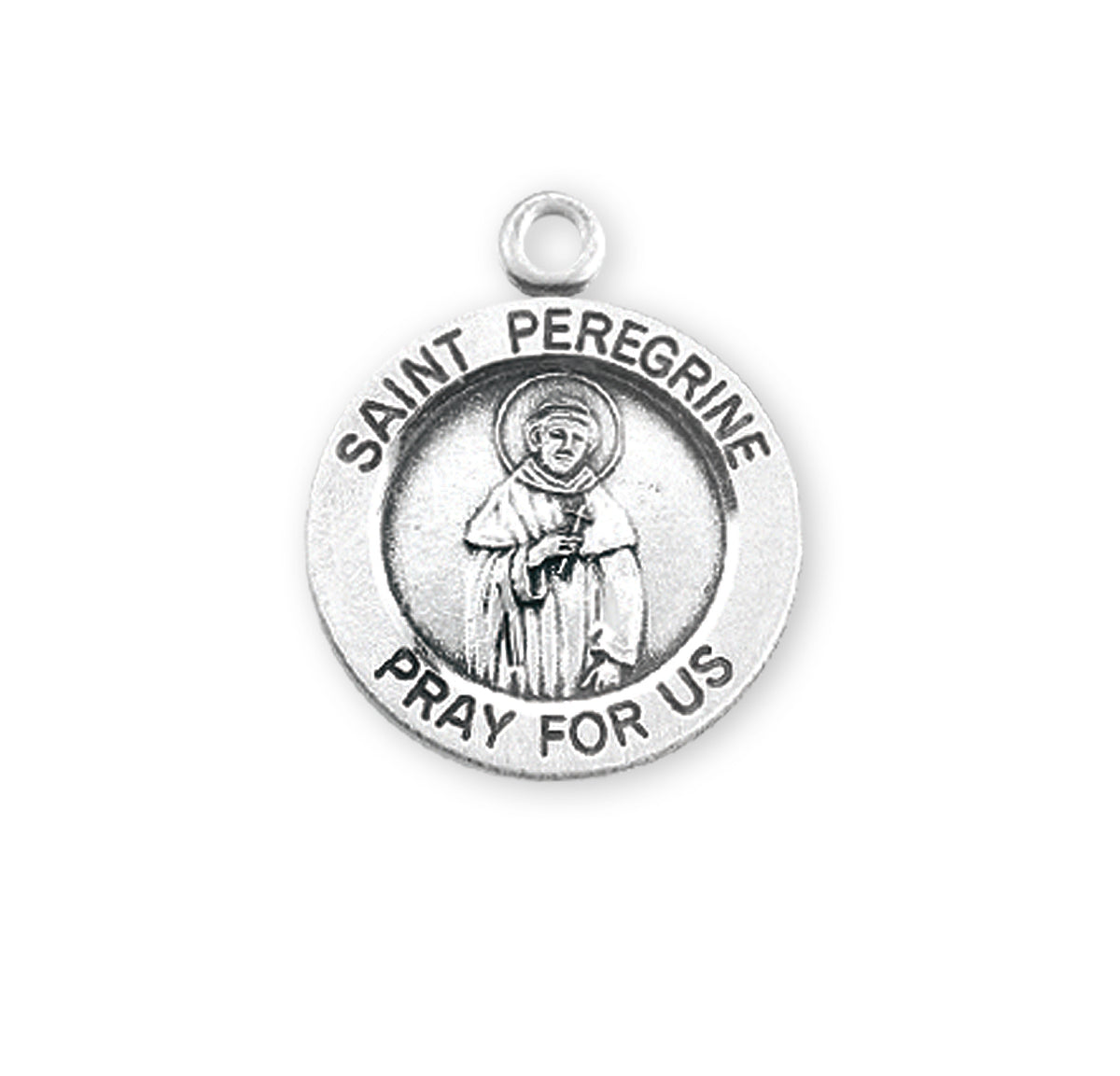 Patron Saint Peregrine Round Sterling Silver Medal
