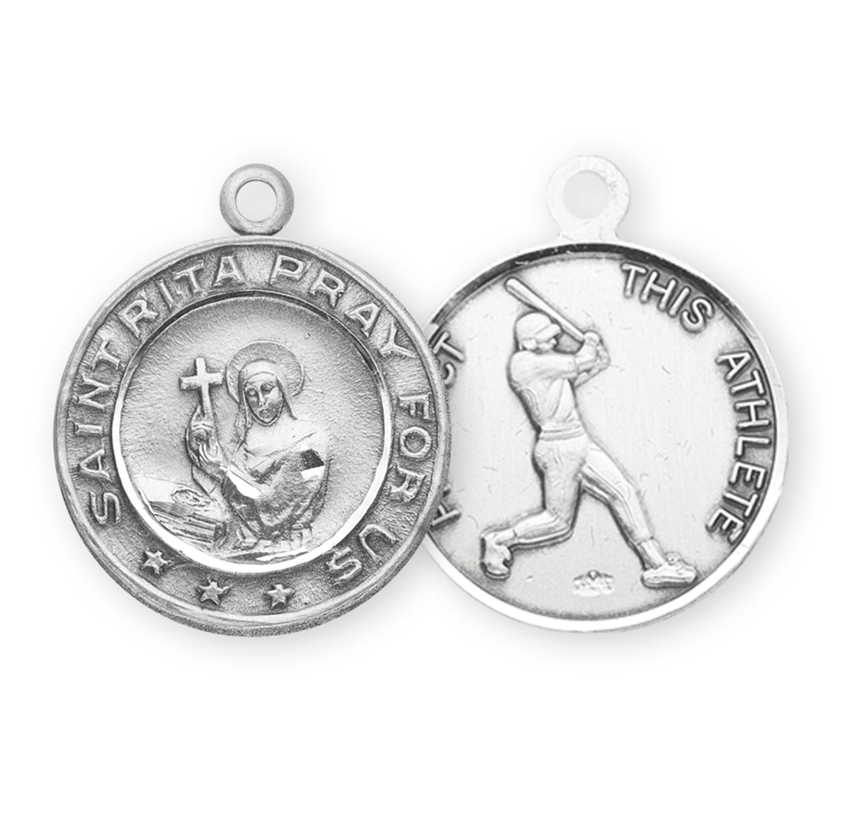 Saint Rita Sterling Silver Baseball Medal