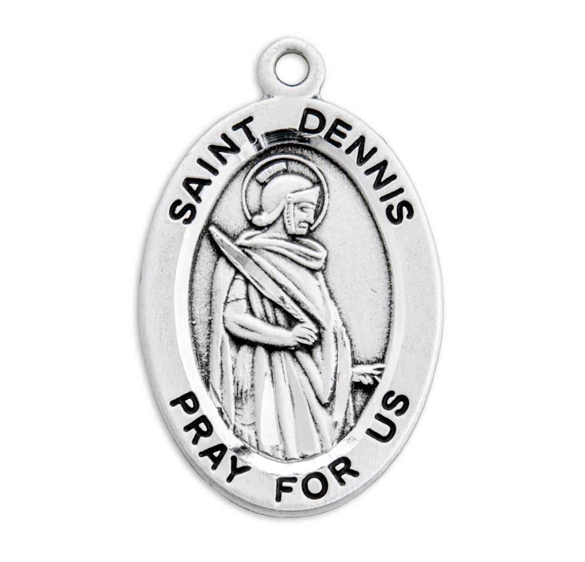 Patron Saint Dennis Oval Sterling Silver Medal