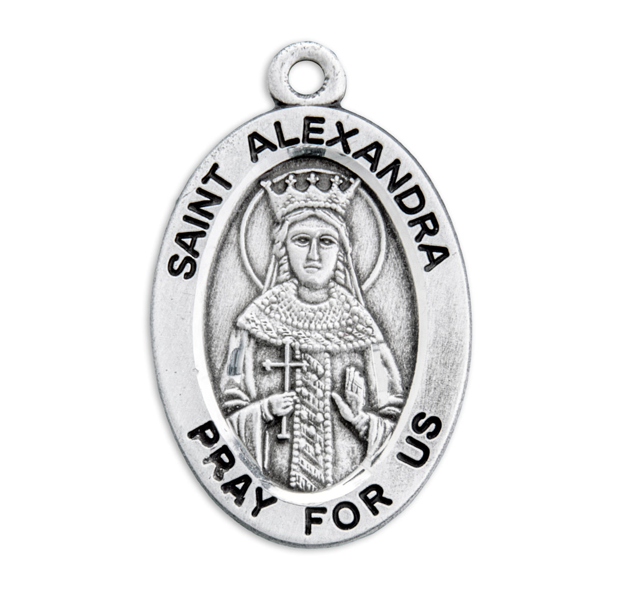 Patron Saint Alexandra Oval Sterling Silver Medal
