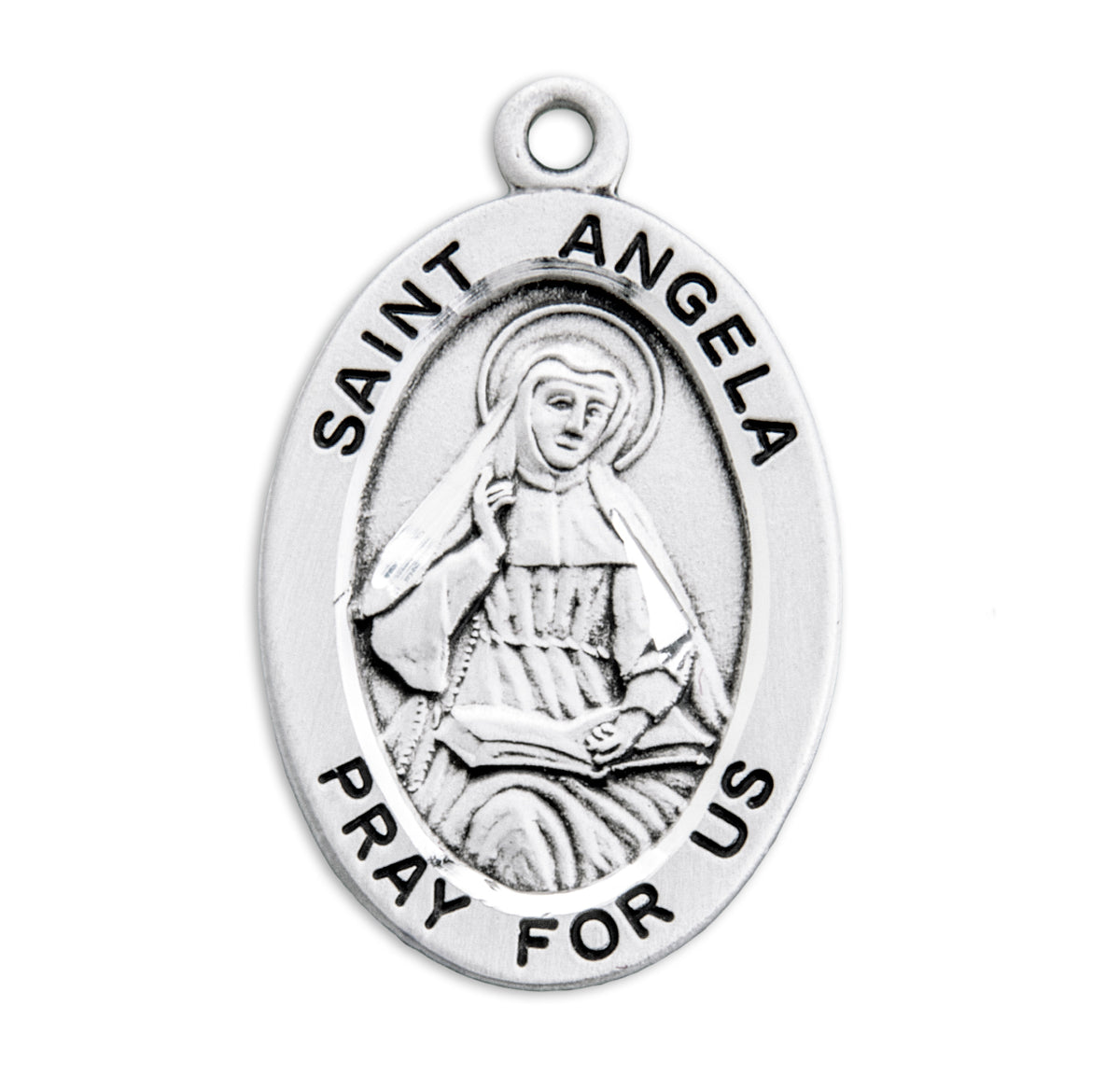 Patron Saint Angela Oval Sterling Silver Medal
