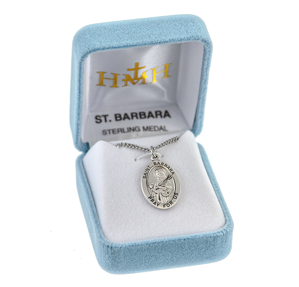 Patron Saint Barbara Oval Sterling Silver Medal