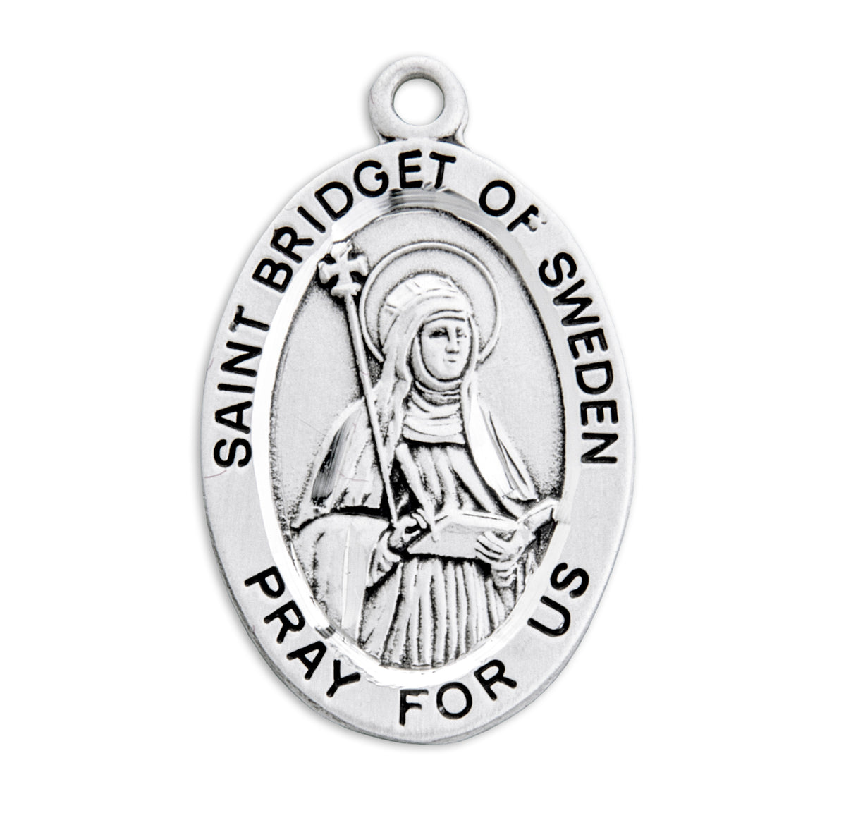Patron Saint Bridget of Sweden Oval Sterling Silver Medal